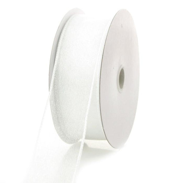 Sheer Chiffon Ribbon Wired Edge, 1-1/2-inch, 25-yard, White