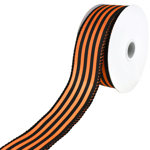 Halloween Cabana Stripes Satin Wired Ribbon, 1-1/2-Inch, 10-Yard