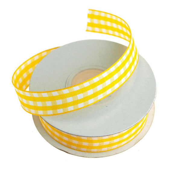 Gingham Christmas Ribbon, 5/8-Inch, 15 Yards, Yellow