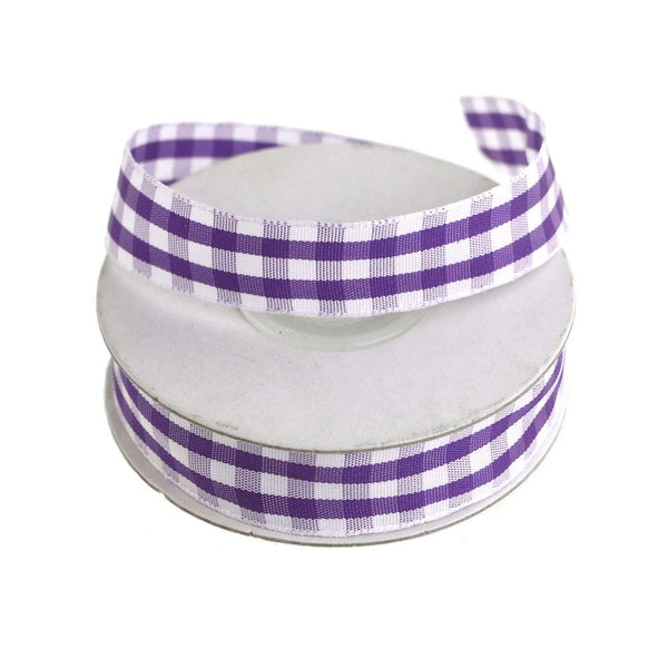 Gingham Christmas Ribbon, 5/8-Inch, 15 Yards, Purple