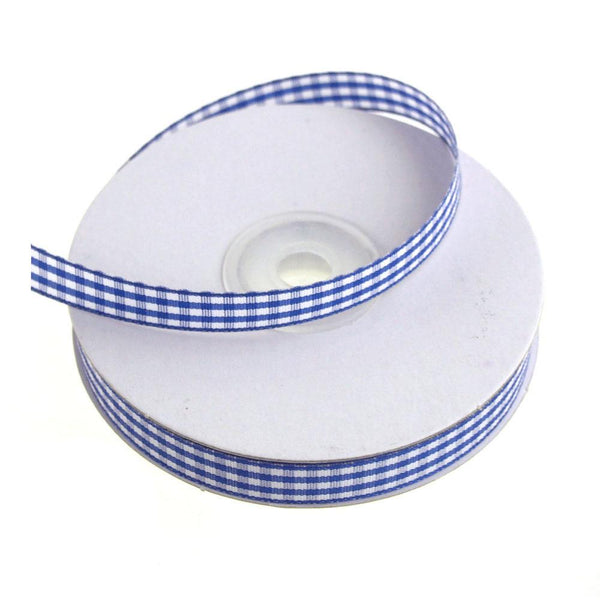 Gingham Christmas Ribbon, 3/8-Inch, 25 Yards, Royal Blue