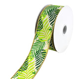 Jungle Ferns Wired Ribbon, 1-1/2-Inch, 10-Yard