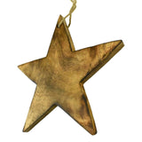 Natural Wooden Star Christmas Ornament, 6-1/2-Inch