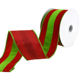 Christmas Velvet Stripe Wired Ribbon, 2-1/2-Inch, 10-Yard - Red/Lime Green