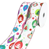 Christmas Ornaments and Polka Dots Wired Ribbon, 1-1/2-Inch, 10-Yard