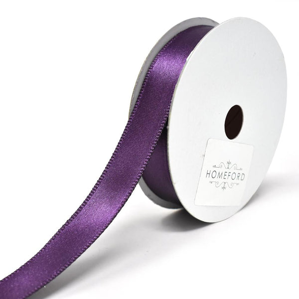 Single Faced Wired Edge Satin Ribbon, 5/8-Inch, 10-Yard, Plum