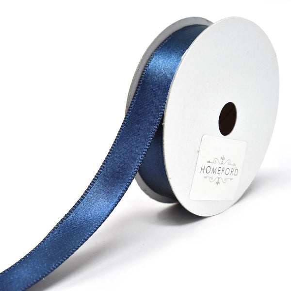 Single Faced Wired Edge Satin Ribbon, 5/8-Inch, 10-Yard, Navy Blue