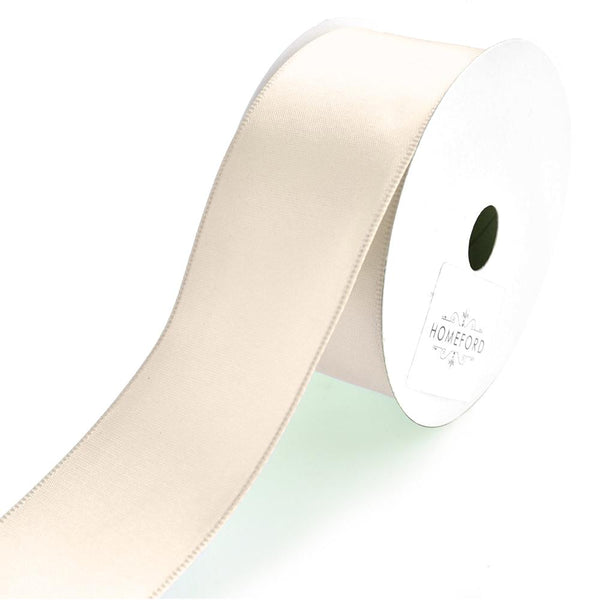 Single Faced Wired Edge Satin Ribbon, 1-1/2-Inch, 3-Yard, Ivory