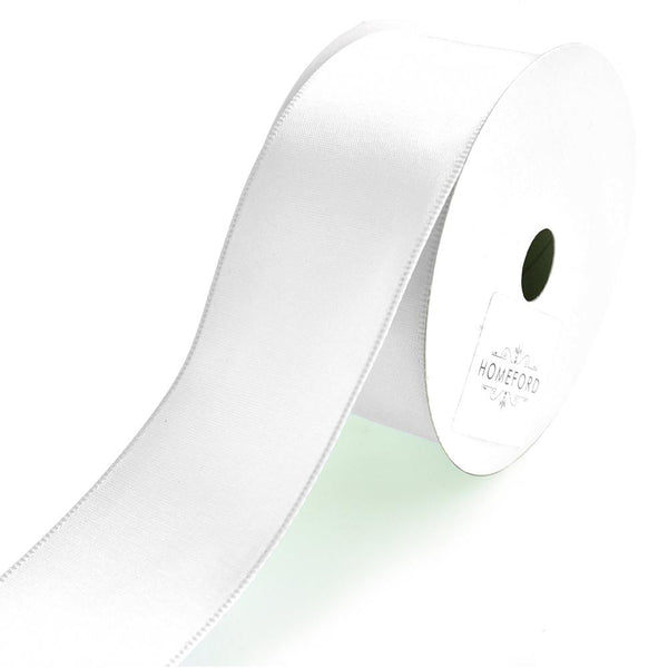 Single Faced Wired Edge Satin Ribbon, 1-1/2-Inch, 3-Yard, White