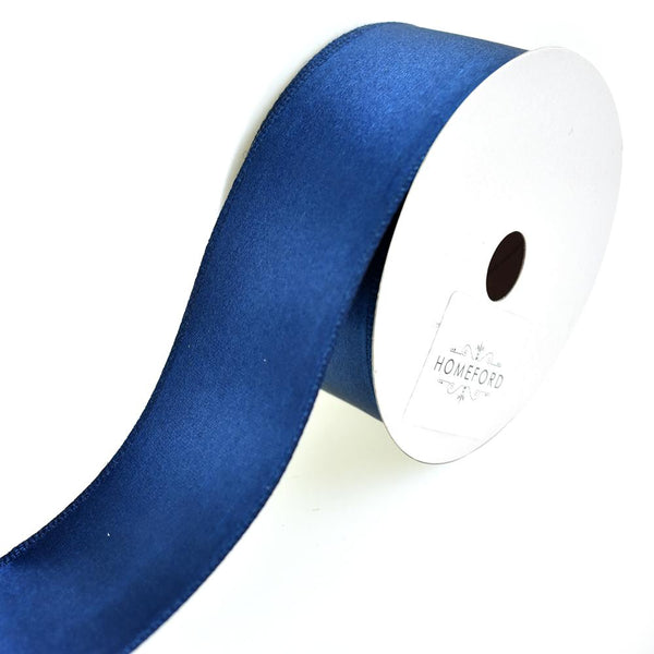 Single Faced Wired Edge Satin Ribbon, 1-1/2-Inch, 3-Yard, Navy Blue