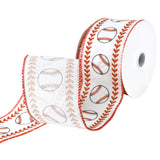 Baseball Stitched Edge Wired Ribbon, 2-1/2-Inch, 10-Yard