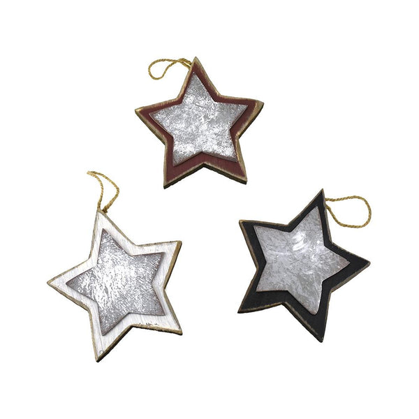 Wood and Metal Hanging Stars, 7-1/4-Inch, 3-Piece