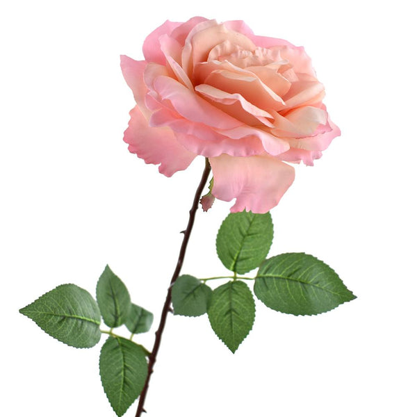 Tall Silk Rose Addie Single Stem, Pink Peach, 26-Inch