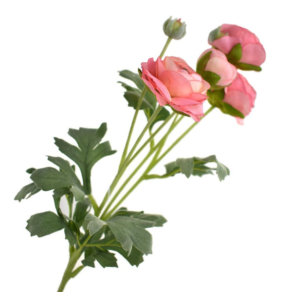 Blooming Silk Ranunculus Spray, Peach Pink, 26-Inch