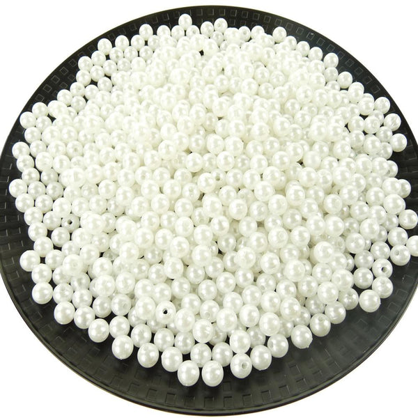 Plastic Pearl Beads Vase Filler, 10mm, 880-Piece, White