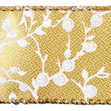 Berry Branch Silhouette Wired Ribbon, 1-1/2-Inch, 10-Yard - Gold