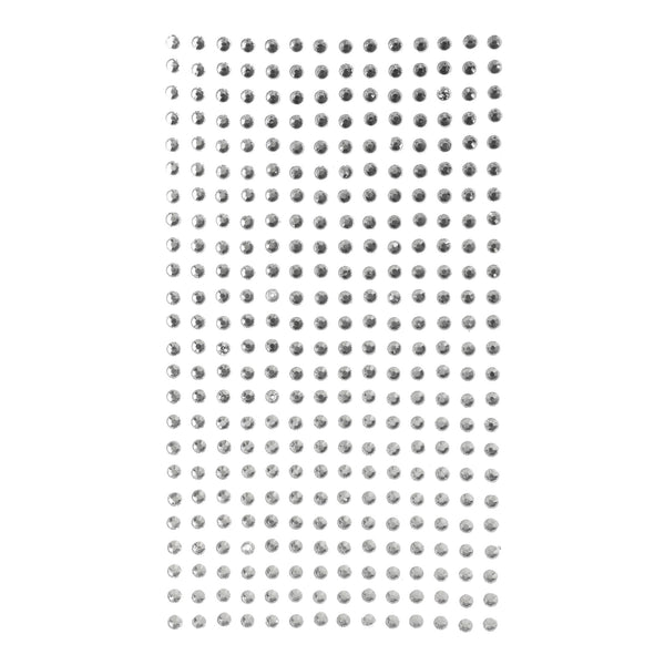 Round Acrylic Gemstone Stickers, 1/8-Inch, 264-Count - Silver