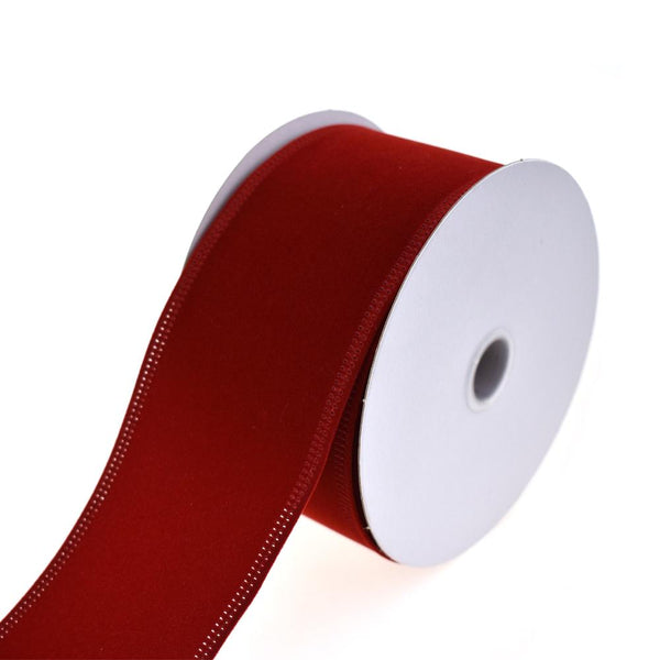 Christmas Velvet Wired Edge Ribbon, 2-1/2-Inch, 10-Yard, Dark Red