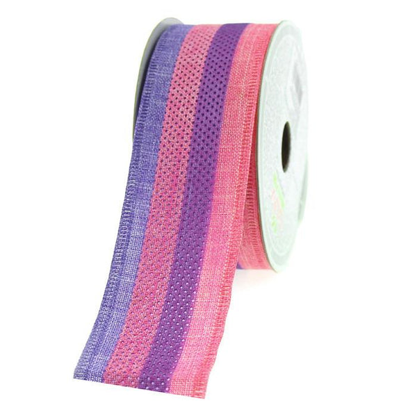 Ocean Stripes Canvas Ribbon, 1-1/2-Inch, 10-Yard, Purple