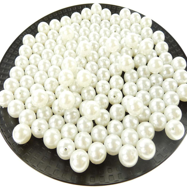 Plastic Pearl Beads Vase Filler, 14mm, 322-Piece, White