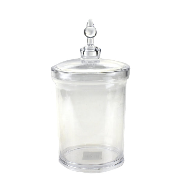 Plastic Cylindrical Candy Jar with Lid, Clear, 11-1/2-Inch