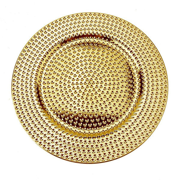 Hammer Textured Plastic Charger Plate, Gold, 13-Inch, 1-Count