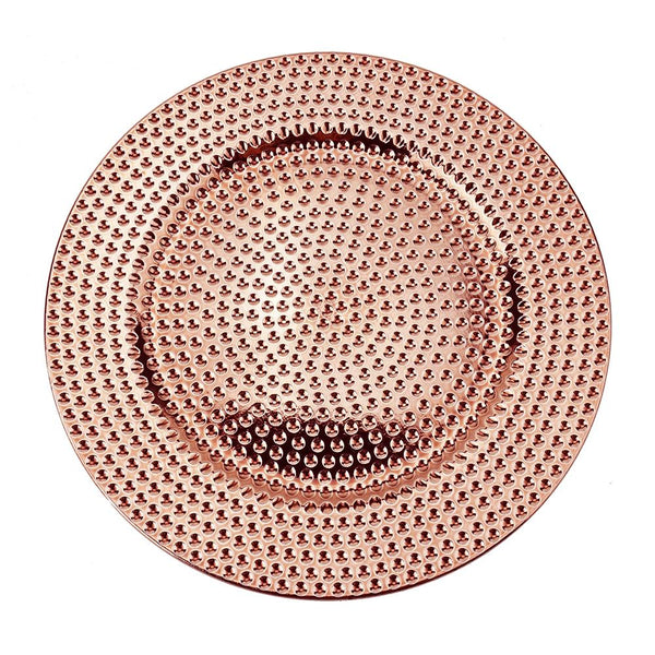 Hammer Textured Plastic Charger Plate, Rose Gold, 13-Inch, 1-Count