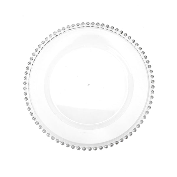 Beaded Edge Clear Plastic Charger Plate, Silver, 12-1/2-Inch, 1-Count