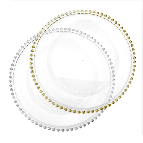 Beaded Edge Clear Plastic Charger Plate, 12-1/2-Inch, 1-Count