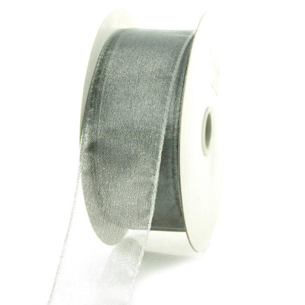 Sheer Chiffon Ribbon Wired Edge, 1-1/2-inch, 25-yard, Silver