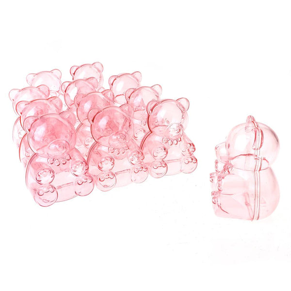 Baby Shower Plastic Teddy Bear Favor Box, 2-1/2-Inch, 12-Count, Pink