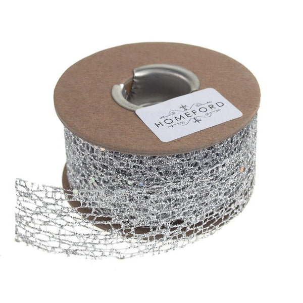 Weave Glitter Christmas Ribbon, 1-1/2-Inch, 9 Yards, Silver