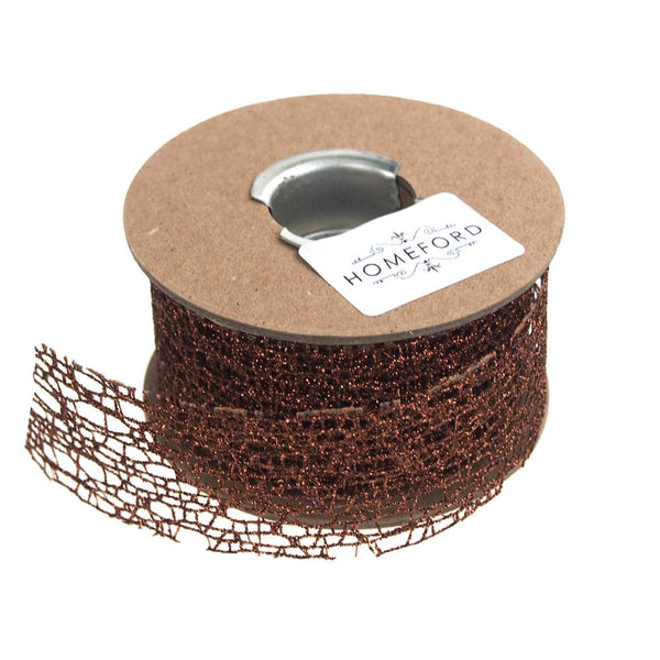 Weave Glitter Christmas Ribbon, 1-1/2-Inch, 9 Yards, Brown