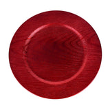 Plastic Round Charger Plate Wood Grain, 13-Inch, Red, 1-Count