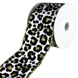 Flocked Cheetah Print Satin Wired Ribbon, 2-1/2-Inch, 10-Yard