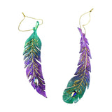 Peacock Acrylic Feather Christmas Ornaments, 6-1/4-Inch, 2-Piece