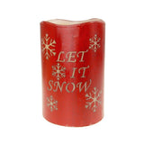 Flameless Essence Glow Snowflake LED Christmas Candle with Built-In Timer, Red