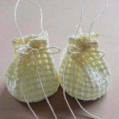 Net Sack Bag Woven Straw Favor Pouches, 2-3/4-inch, 12-Piece, Ivory