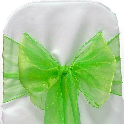 Organza Chair Bow Sash, 9-inch, 10-feet, 6-piece, Apple Green