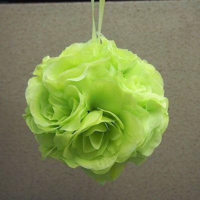 Silk Flower Kissing Balls Wedding Centerpiece, 6-Inch, Apple Green