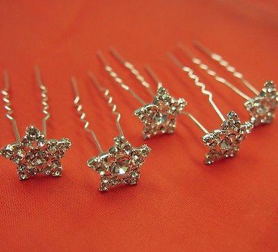 Wedding Rhinestone Tiara, Hairpin, 3/4-inch, Star (6-Piece)