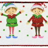 Happy Christmas Elves Wired Ribbon, 2-1/2-Inch, 10-Yard