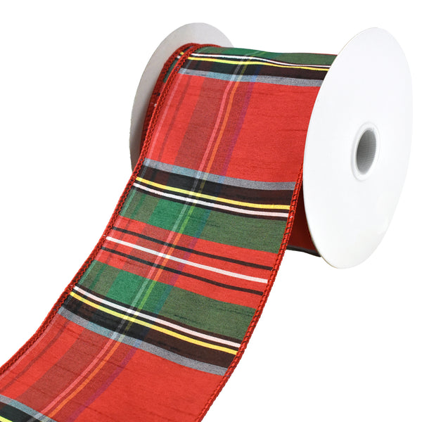 Christmas Winter Plaid Wired Ribbon, 4-Inch, 10-Yard