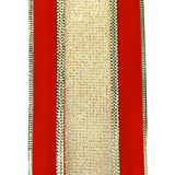 Christmas Velvet with Glittered Net Wired Ribbon, 4-Inch, 10-Yard - Red/Gold