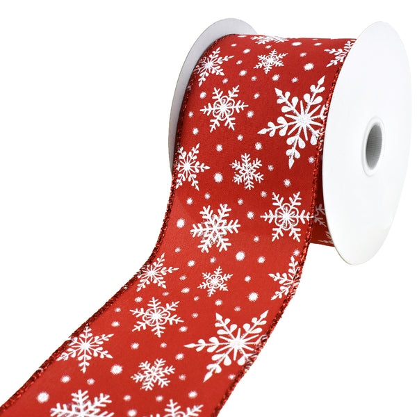 Glittered Christmas Snowflakes and Dots Wired Ribbon, 2-1/2-Inch, 10-Yard