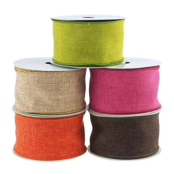 Faux Burlap Wired Edge Ribbon, 2-1/2-inch, 10-yard