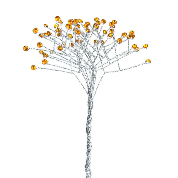 Crystal Rhinestone Spray Branch, 7-1/2-Inch, 12-Count, Gold