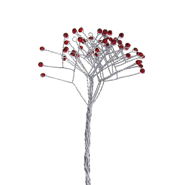 Crystal Rhinestone Spray Branch, 7-1/2-Inch, 12-Count, Red