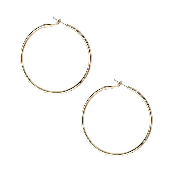 Hammered Gold Dipped Hoop Earrings, Gold, 1-7/8-Inch