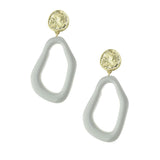 Irregular Oval Earrings with Hammered Stud, 2-1/4-Inch